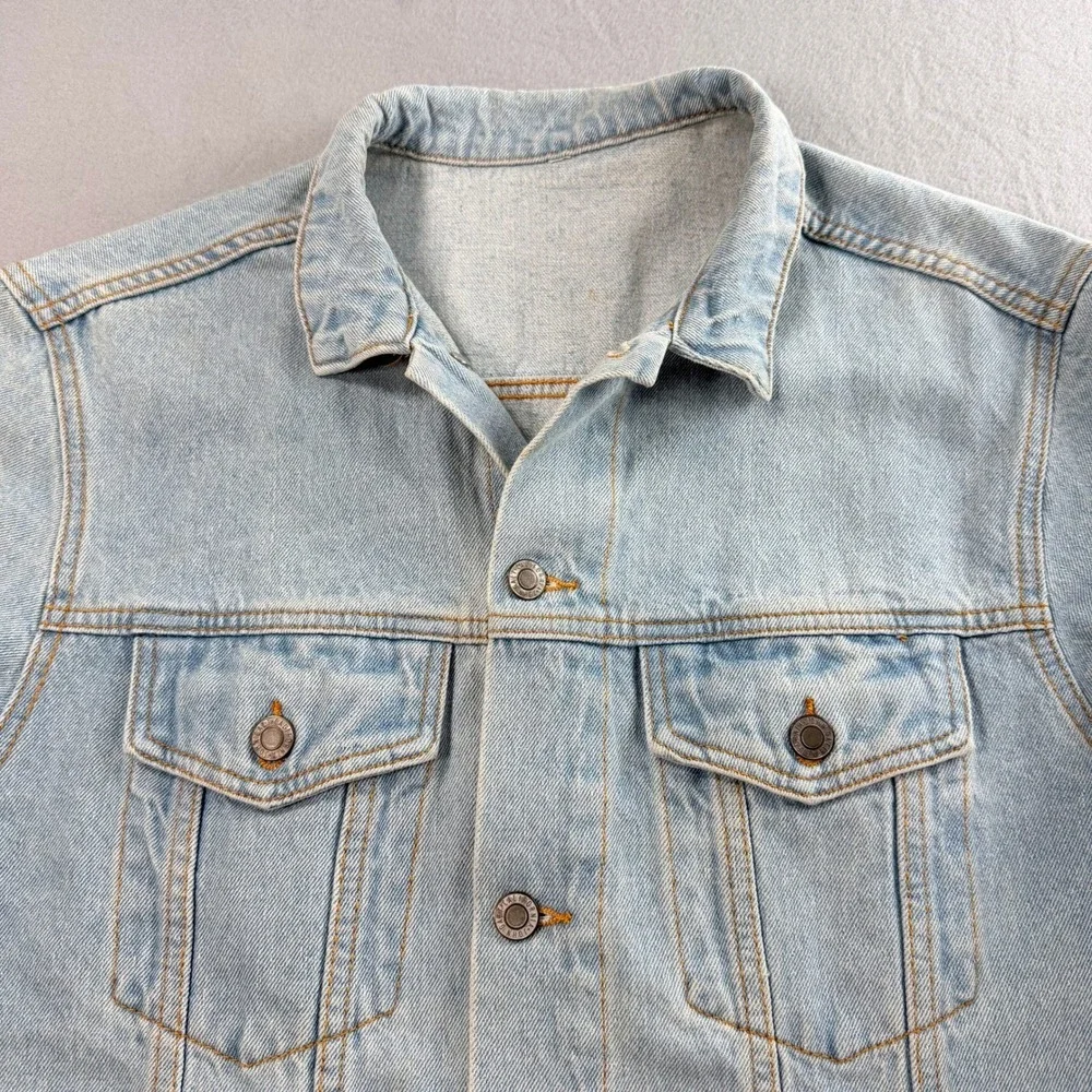 Vintage John Galt Denim Trucker Jacket Light Blue 90s Style Y2K Fall Grunge